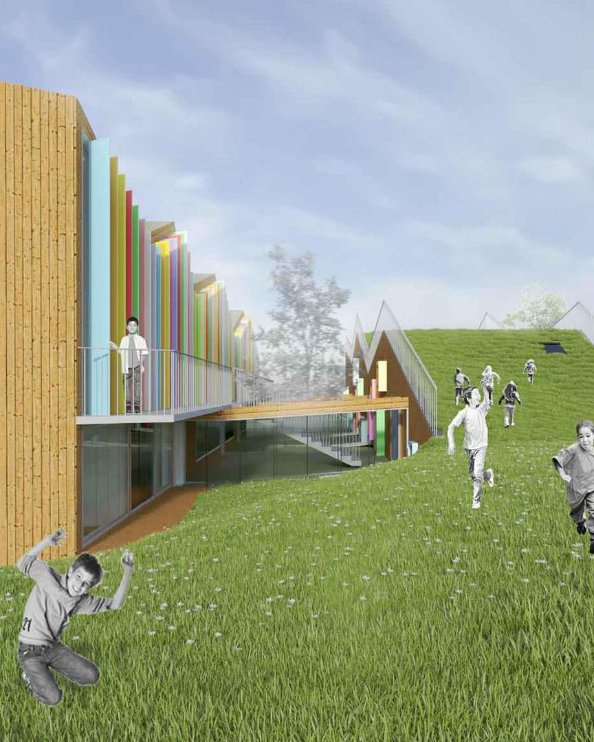 kindergarten-landscape kitchen winery shelves design